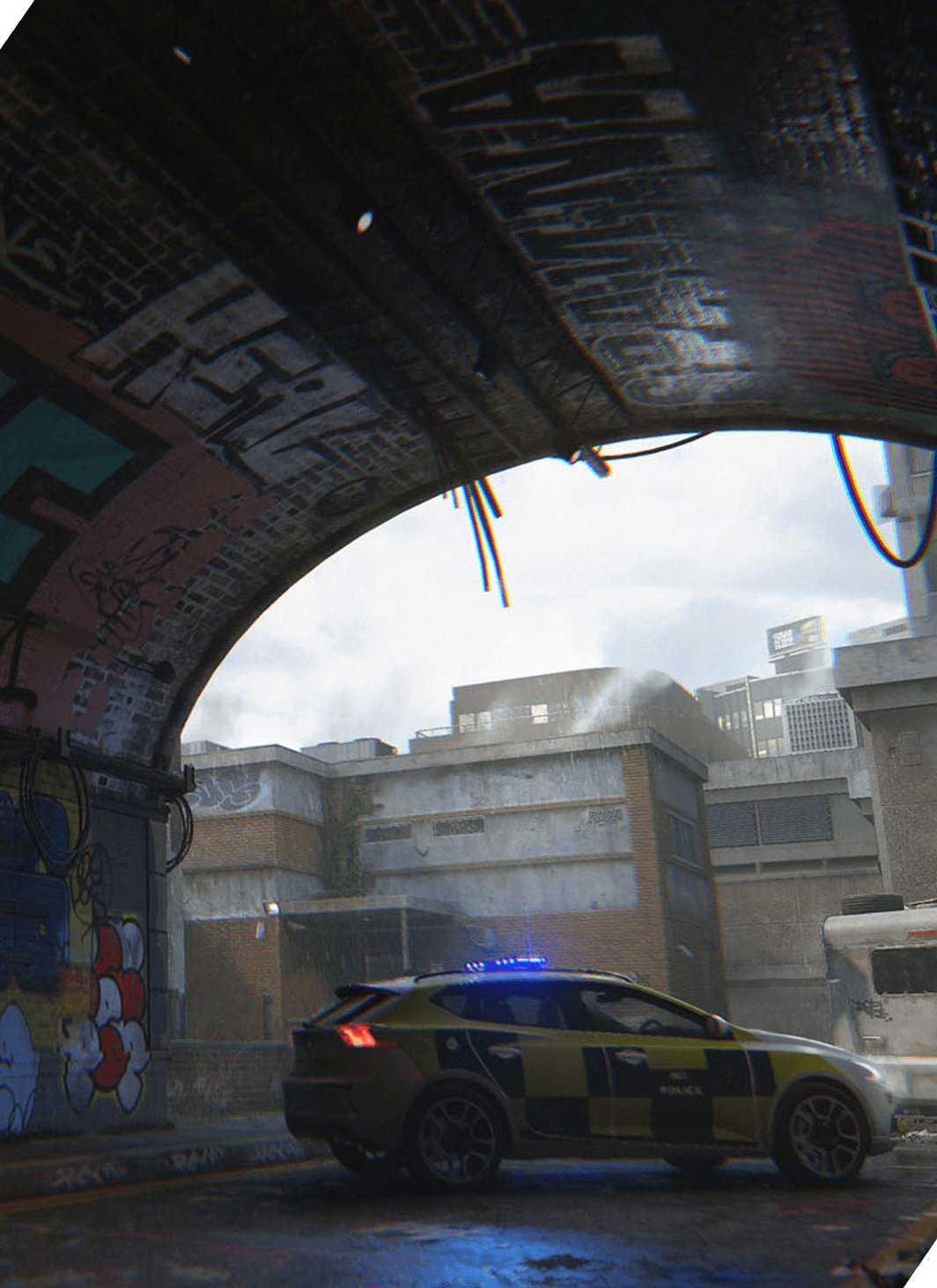 Under the tunnel, next to the taxi cab on the multiplayer map Grime