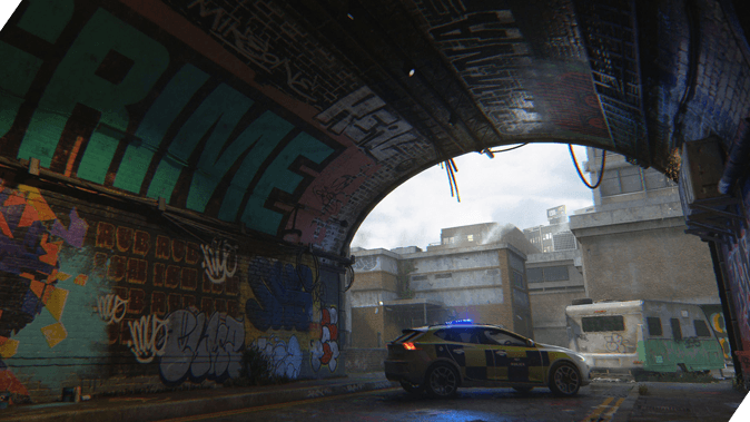 Under the tunnel, next to the taxi cab on the multiplayer map Grime