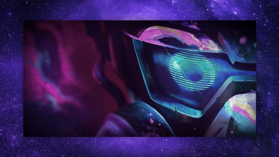 Loading screen of a mask looking at the screen