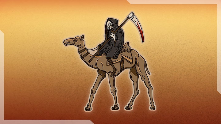 Weapon sticker of Death on a camel