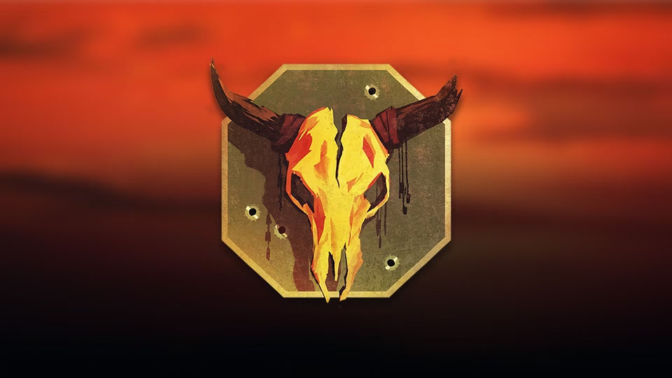 Weapon sticker of a bull skull