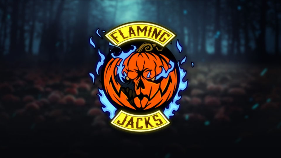 Animated emblem of a flaming pumpkin