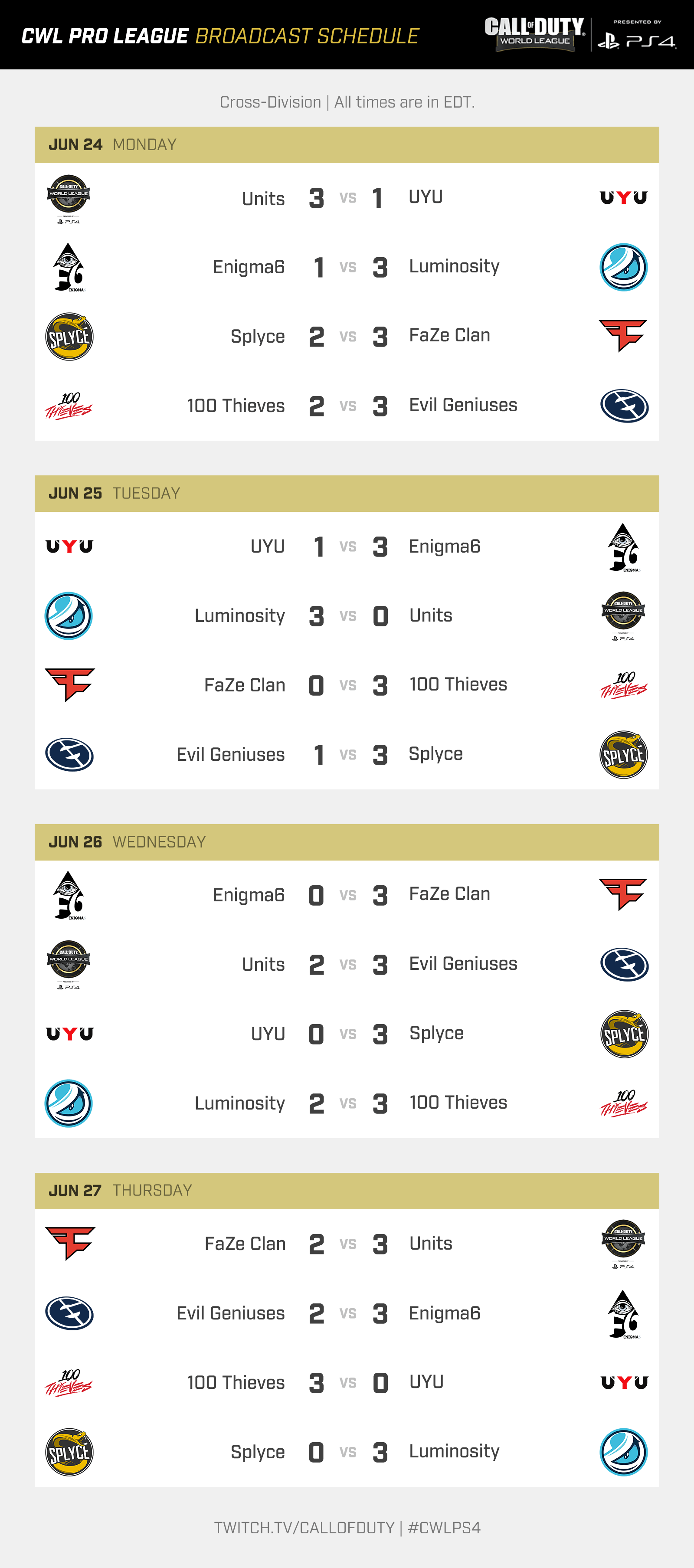 CWL Pro League 2019 Season Schedule Revealed